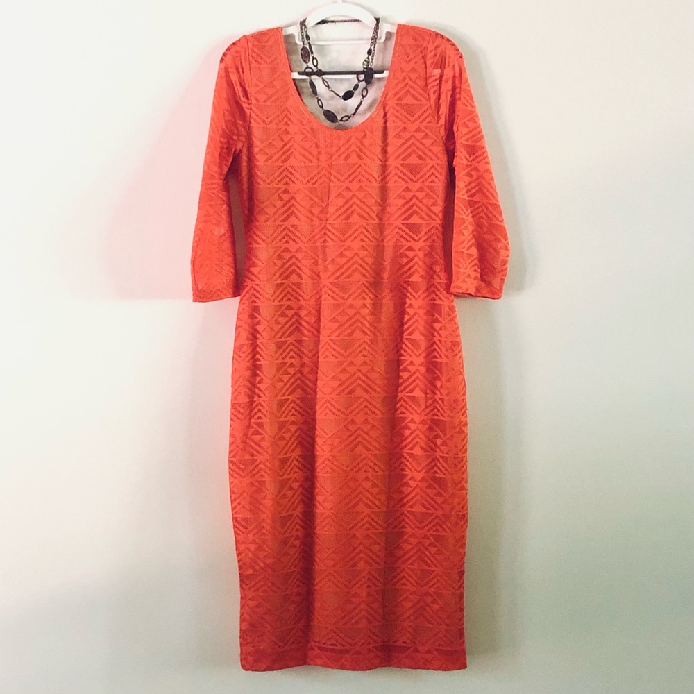 Orange lace MIDI dress